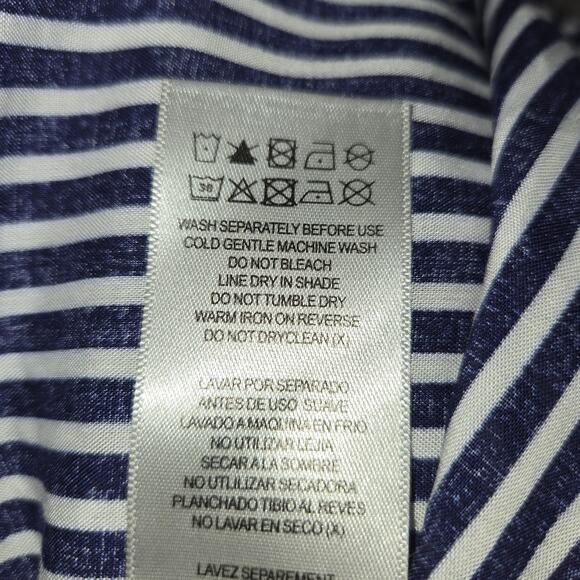 Arna York Collection 18/20 Navy Blue White Striped Button Front Tunic Top Flowy - Picture 10 of 10